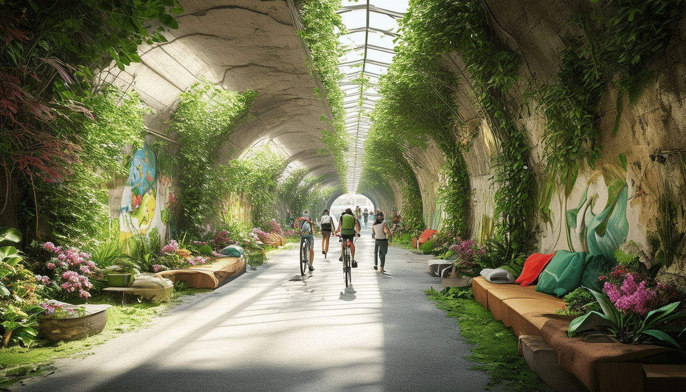 🌿 Montpellier : des tunnels transformés en véritables oasis pour piétons et cyclistes 🚴‍♂️