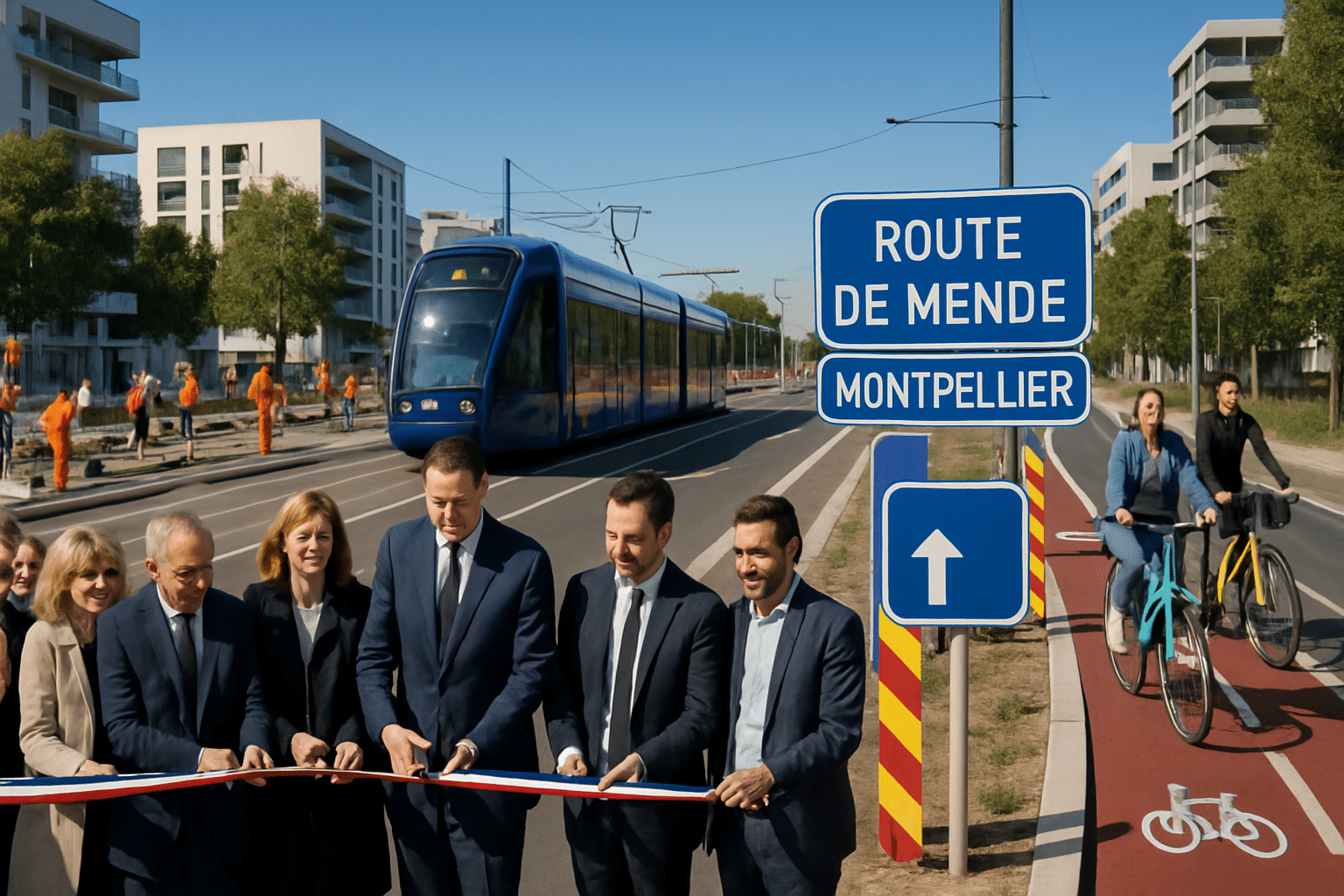 Inauguration de la route de Mende à Montpellier : avancées pour la ligne 5 du tramway et développement des pistes cyclables