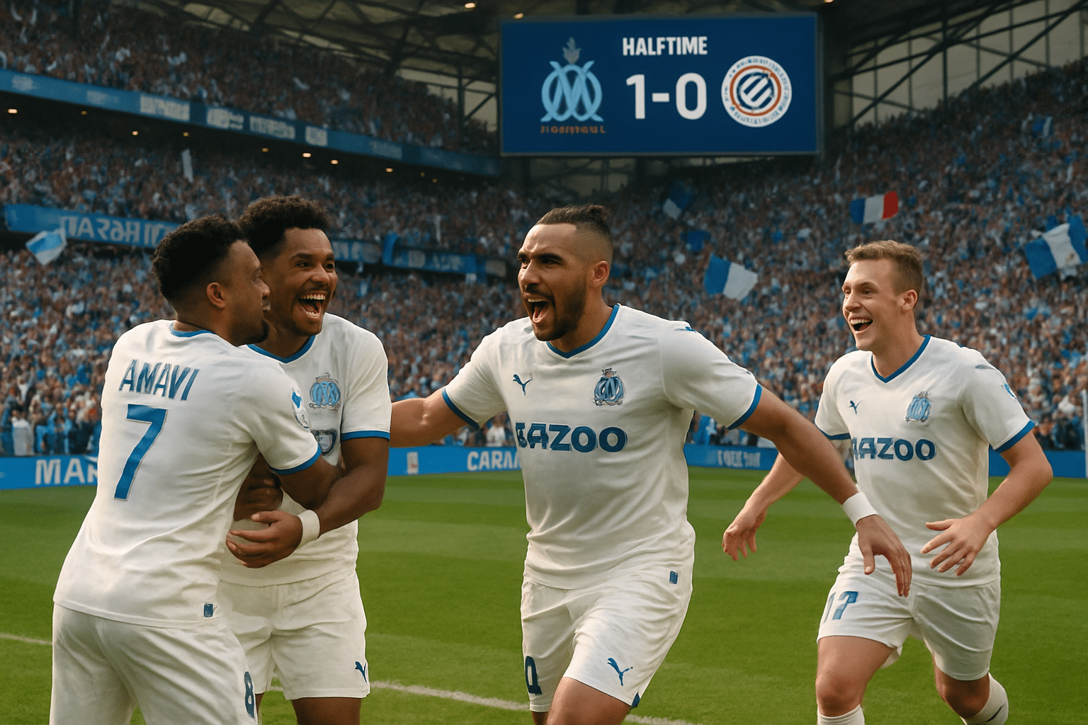 Marseille mène 1-0 contre Montpellier à la mi-temps