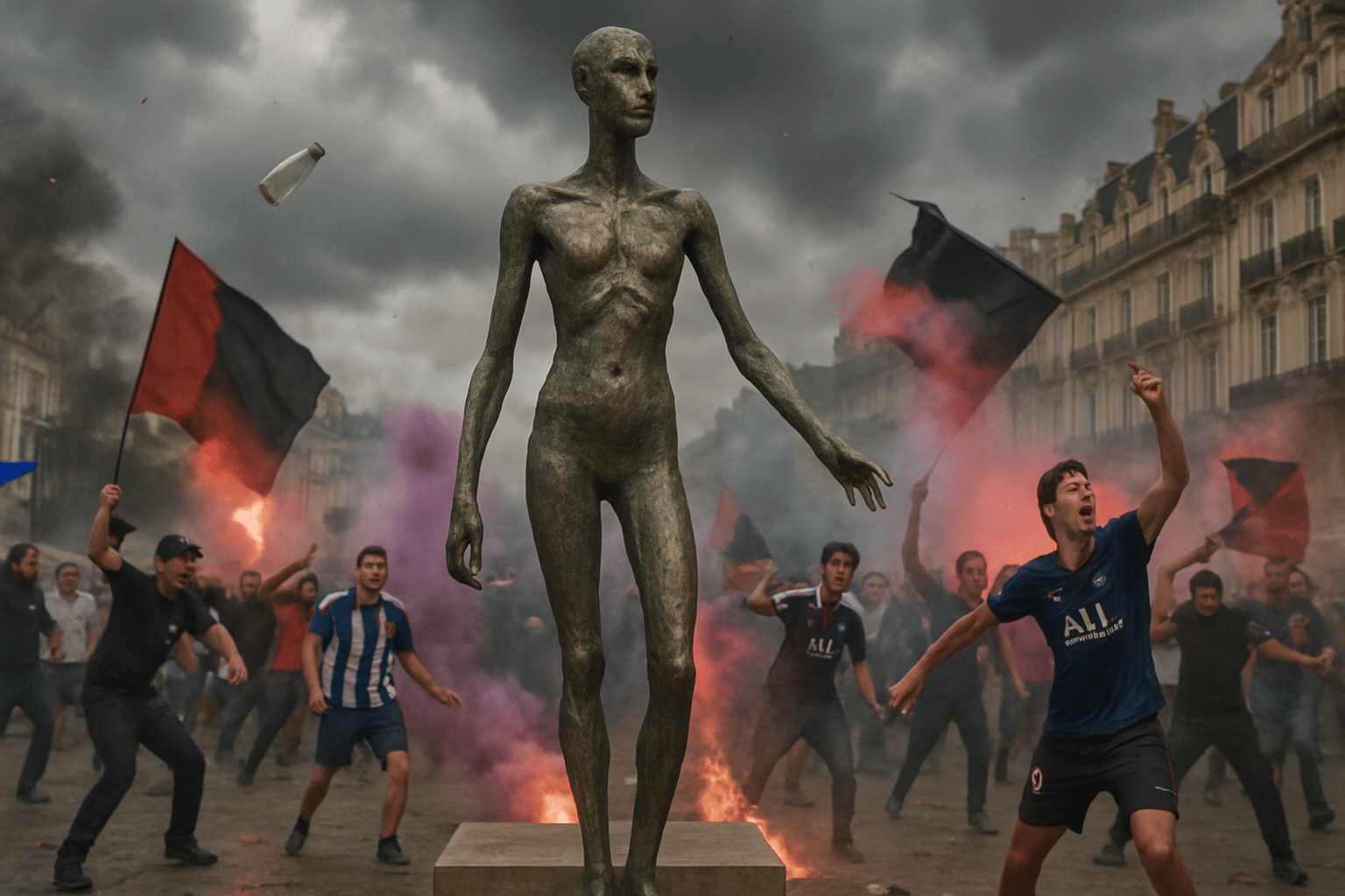 Des violences à Montpellier après le match de Paris : la sculpture de Germaine Richier en danger sur l’esplanade