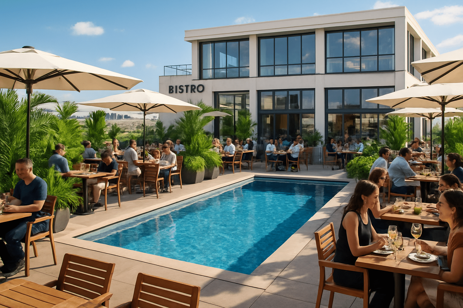 un bistro moderne avec terrasse sur le toit et piscine a ouvert ses portes à Montpellier