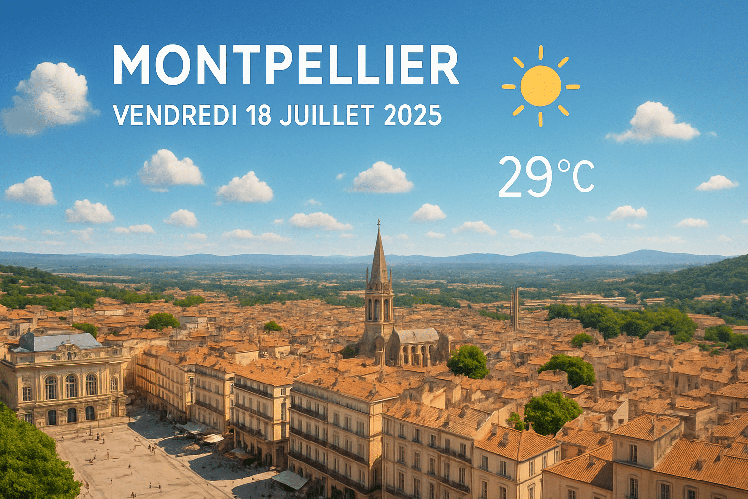 Prévisions météorologiques pour Montpellier et ses environs du vendredi 18 juillet 2025