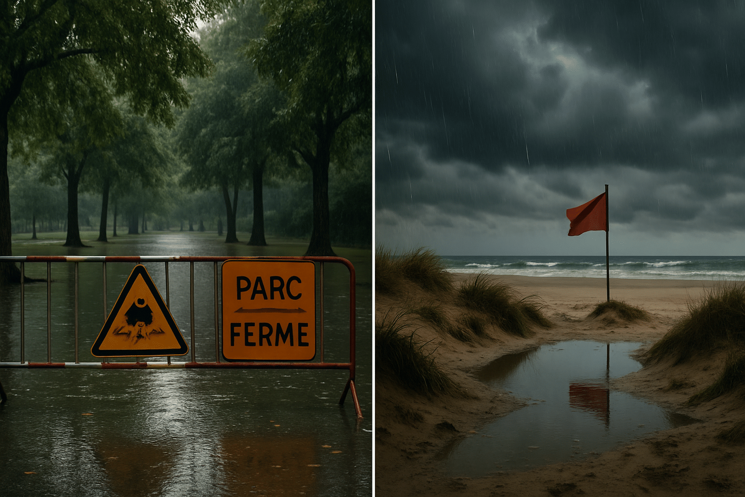 Alerte orange pour pluie et inondations dans l’Hérault : fermeture des parcs à Montpellier et interdiction de baignade à Palavas et La Grande-Motte dès 16 h.