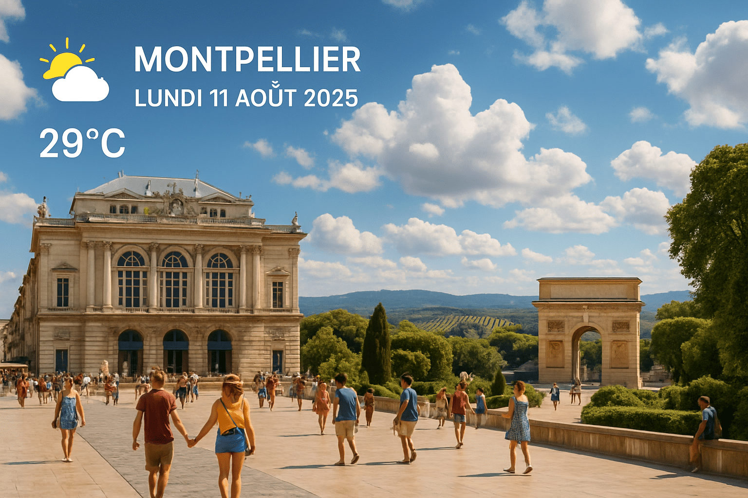 Prévisions météo pour Montpellier et ses alentours le lundi 11 août 2025
