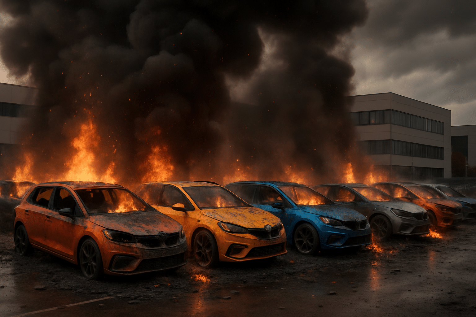 Inferno sur le parking d’une société automobile près de Montpellier : neuf véhicules réduits en cendres