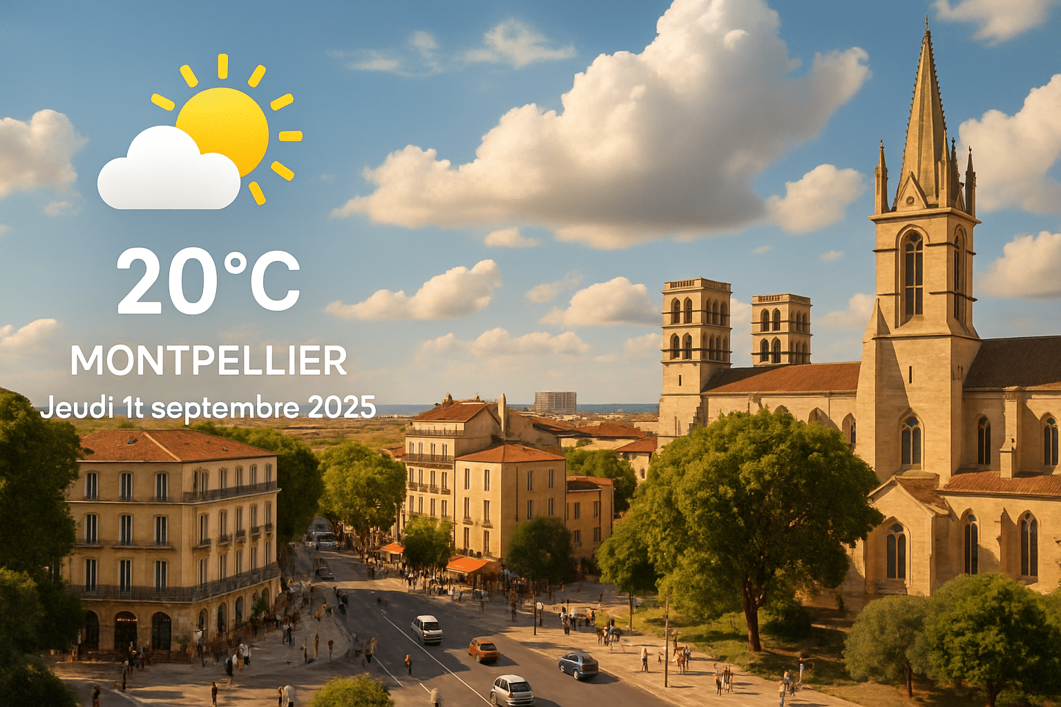 Prévisions météorologiques du jeudi 11 septembre 2025 pour Montpellier et ses alentours