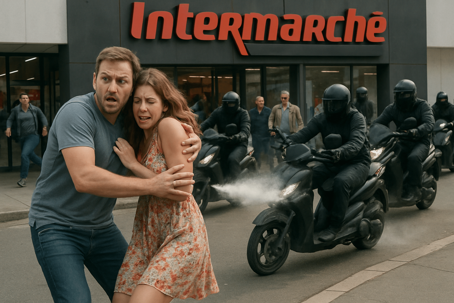 Quatre assaillants à scooter attaquent un couple avec du gaz lacrymogène : une tentative avortée contre les gérants d’un Intermarché aux abords de Montpellier