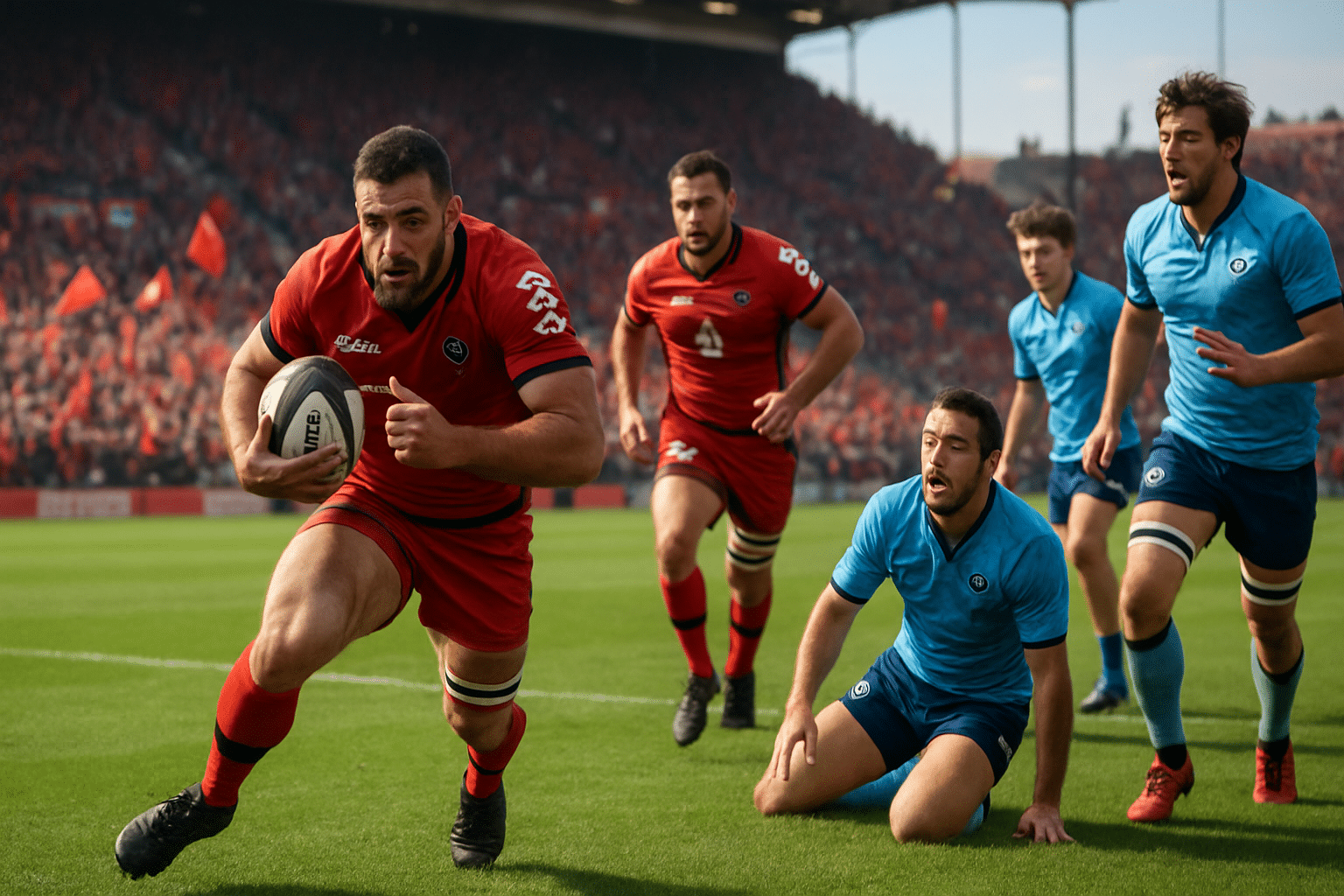 Top 14 : La démonstration spectaculaire du RCT, Montpellier éliminé en seulement 33 minutes
