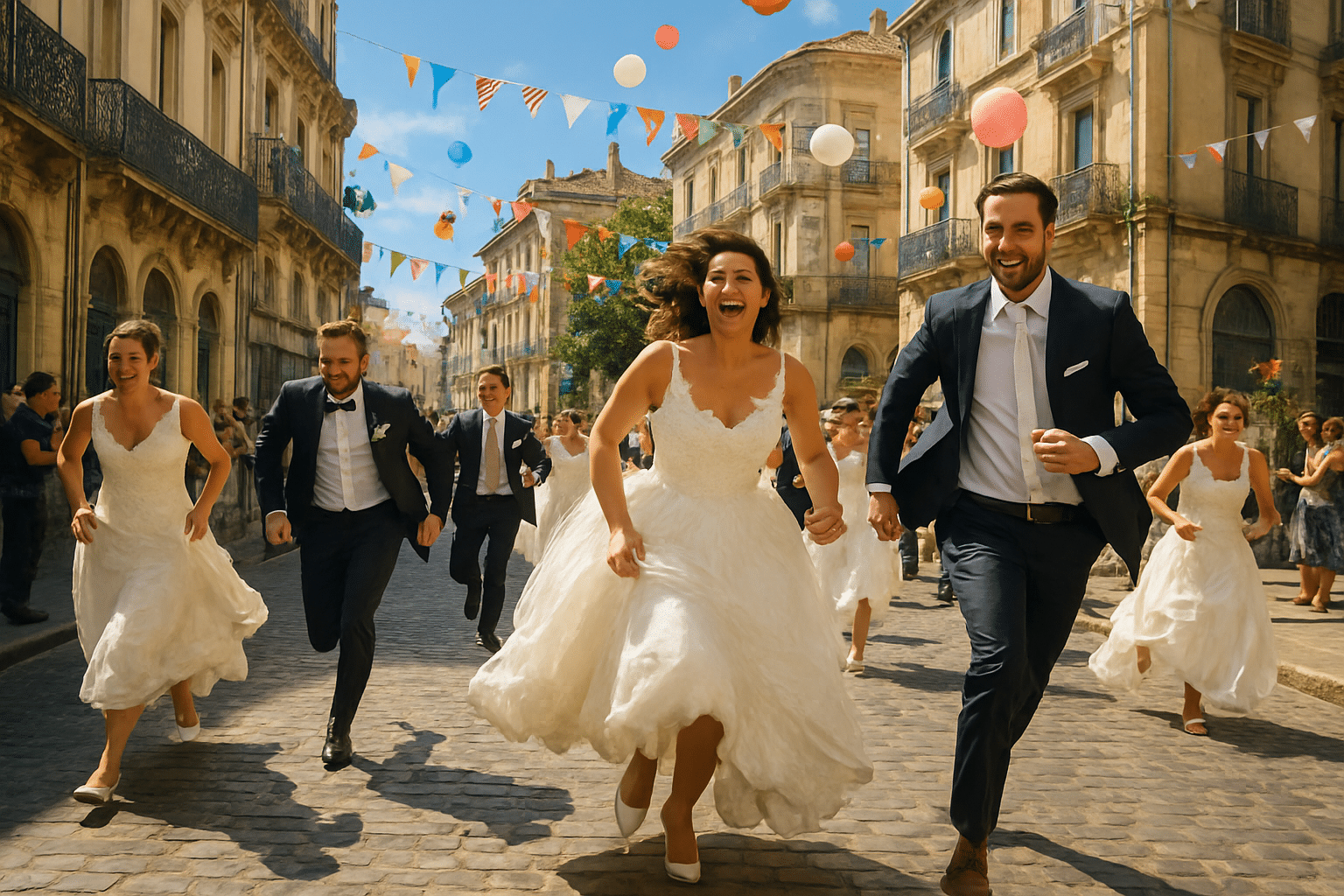 À Montpellier, un défilé nuptial se transforme en une spectaculaire course urbaine