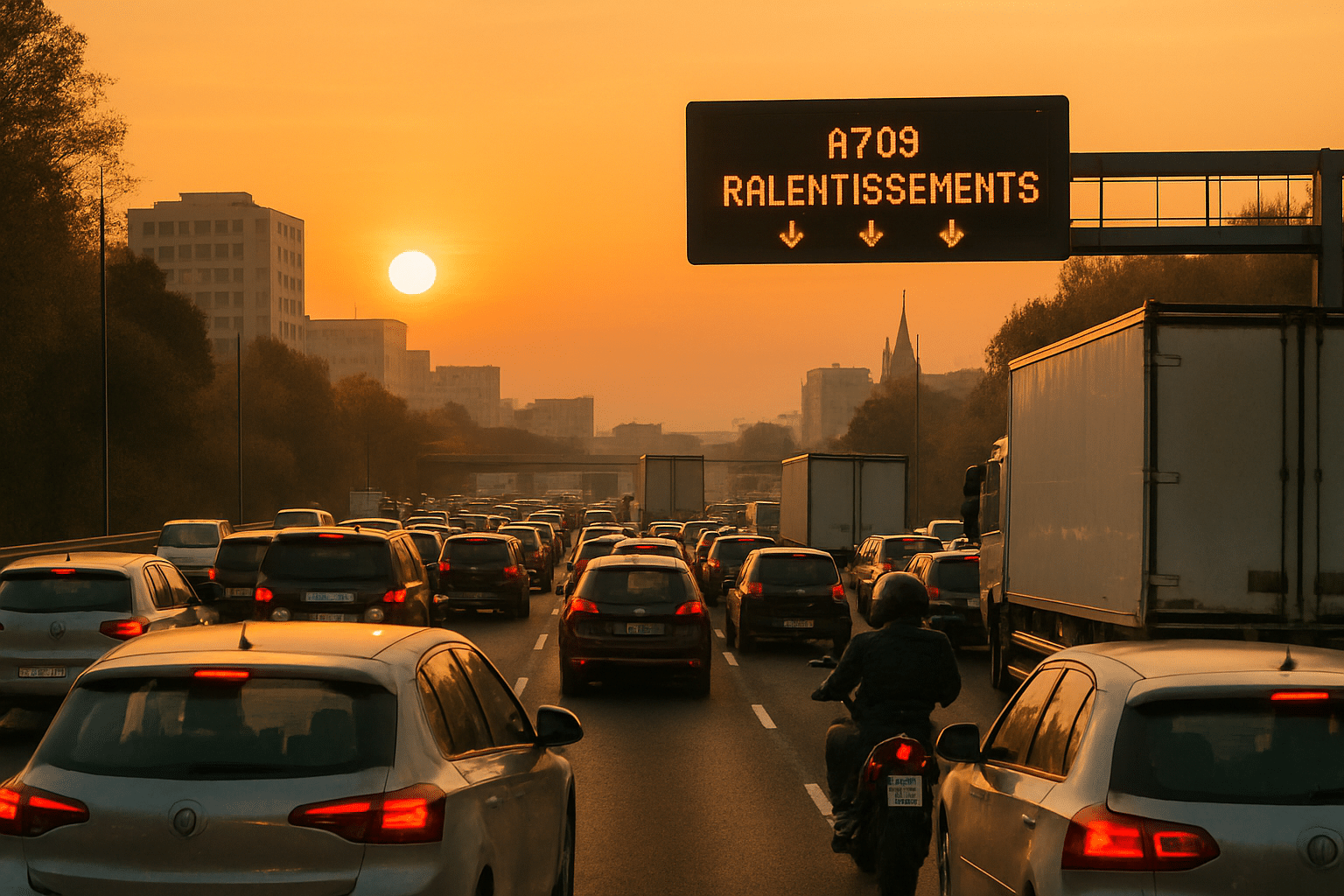 PHOTOS – L’augmentation des embouteillages matinales sur l’A709 à Montpellier : un spectacle quotidien en constante expansion